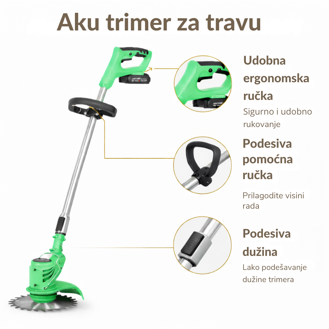 Aku trimer za travu sa 2 baterije