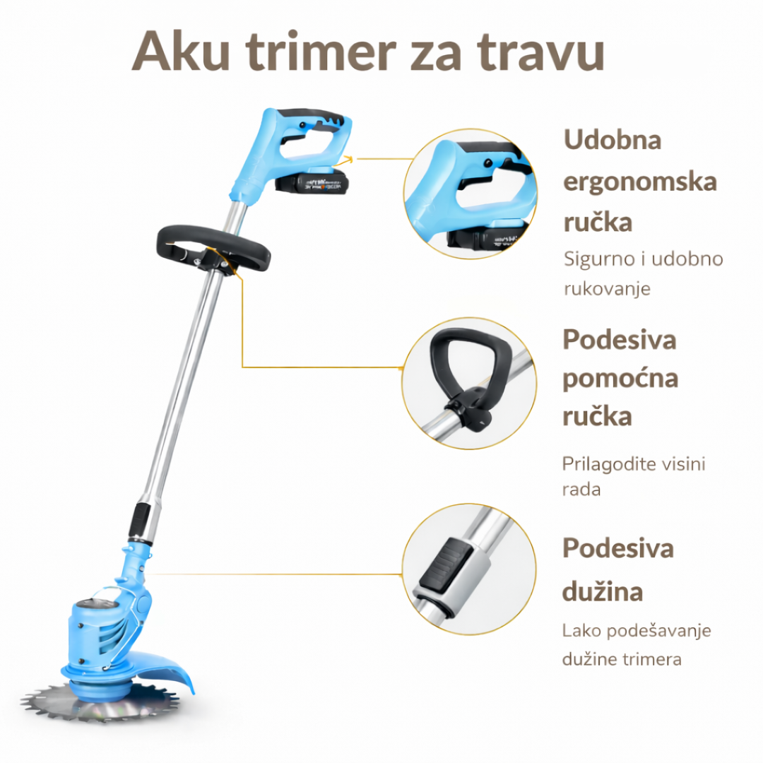 Aku trimer za travu sa točkićima - rs-mangoshop.com