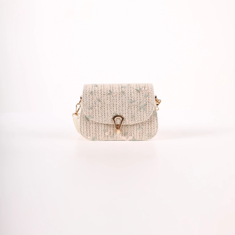 Bela pletena cvetna torbica KA020 - rs-mangoshop.com