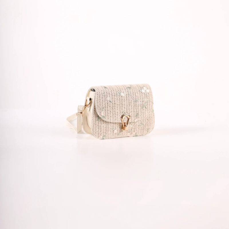 Bela pletena cvetna torbica KA020 - rs-mangoshop.com