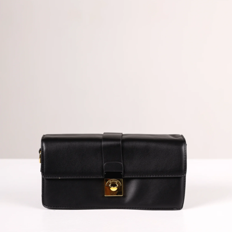 Crna torbica sa platnenim kaisem KA037 - rs-mangoshop.com