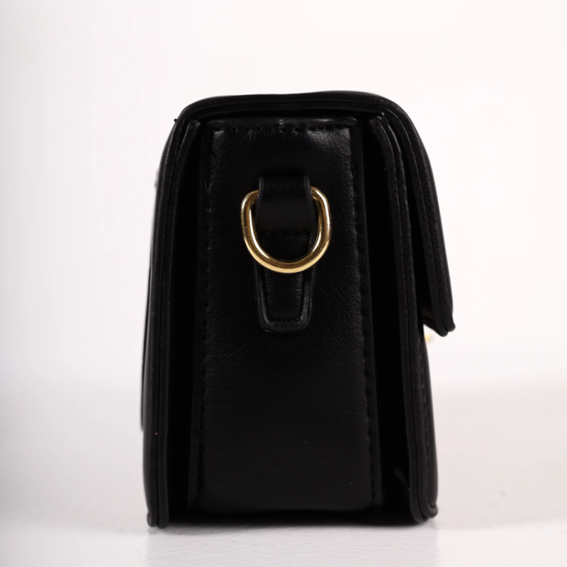 Crna torbica sa platnenim kaisem KA037 - rs-mangoshop.com