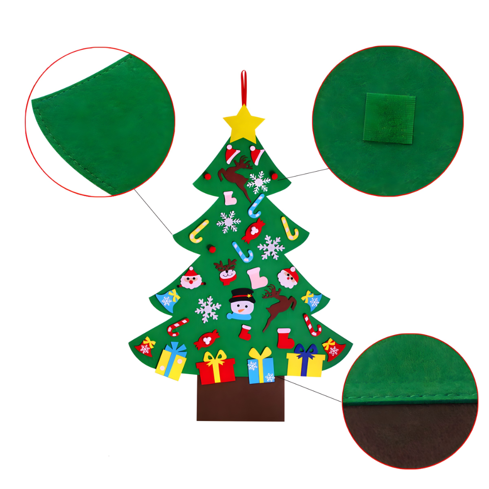 Novogodisnja jelka od filca za zid sa 26 ukrasa koji se lepe - rs-mangoshop.com