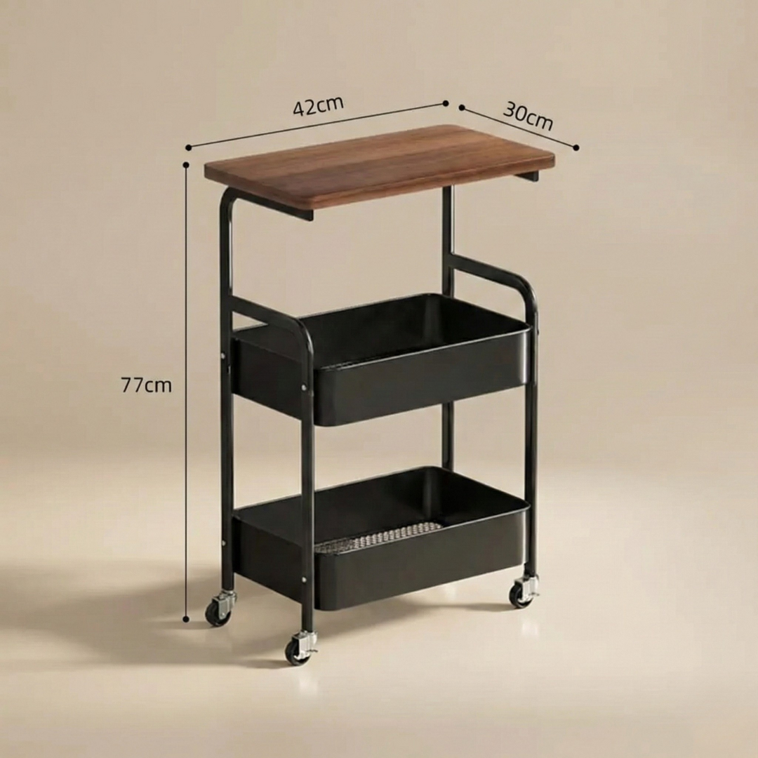 Pokretna polica sa drvenom pločom