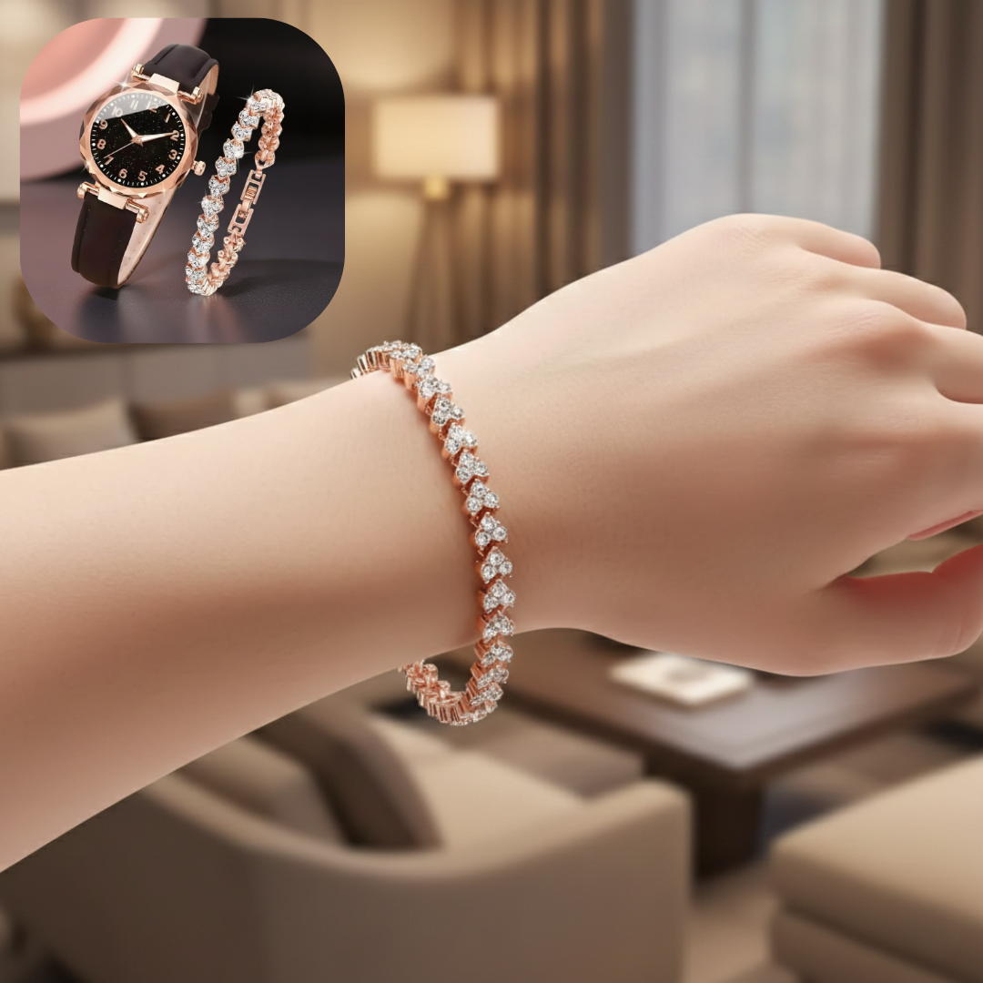 Poklon set ženski sat i elegantna narukvica