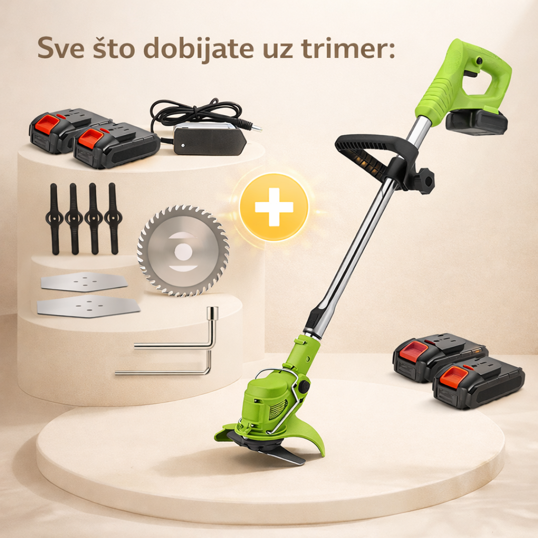 Aku trimer za travu sa 2 baterije
