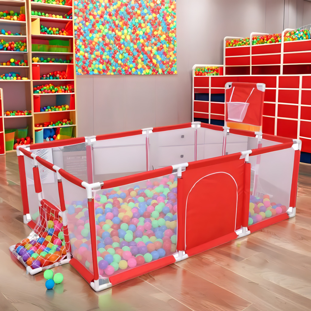 Dečija sigurnosna ogradica za igru – sa košem za basket i golom 175*118*61cm